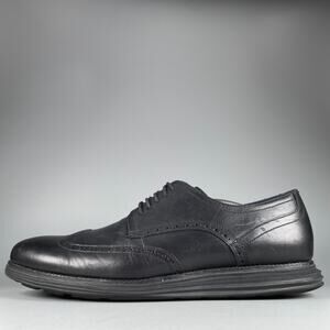 Cole Haan Original Grand Men's 13 M Wingtip Oxford Black Leather Dress Shoes EUC